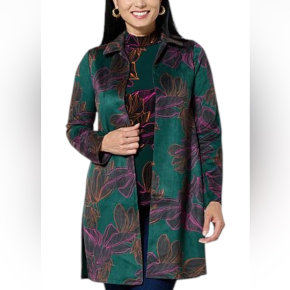 NWOT PLUS SIZE IMAN Teal and Coral Jacket 2X - Picture 1 of 14